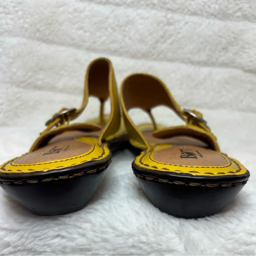 Born Women's Kellen Leather Yellow Buckle Sandals Sz 8 Excellent Condition - Picture 6 of 10